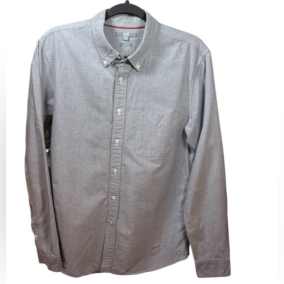 Uniqlo Men’s Oxford Slim Fit Button-Down Shirt Gray Cotton Size M Classic - Picture 2 of 11